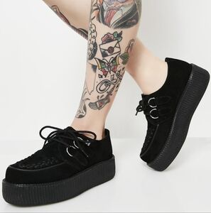TUK Black Suede Viva Mondo Creepers Sneakers Unisex Size Men's 11 / Women's 13